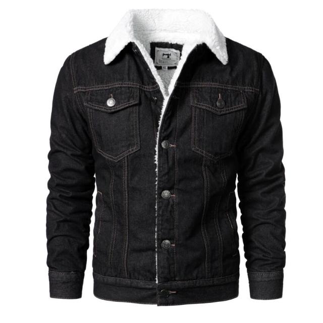 Männer Winter Fleece Jeansjacke in Casual Look