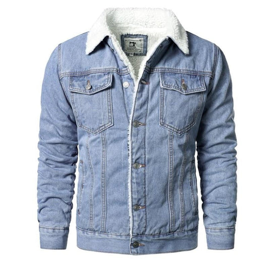 Männer Winter Fleece Jeansjacke in Casual Look