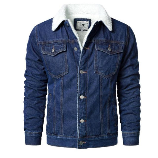 Männer Winter Fleece Jeansjacke in Casual Look